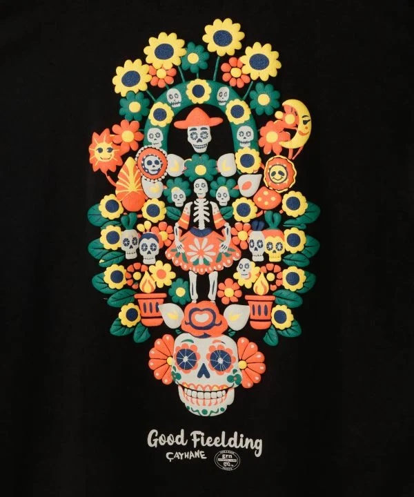 T-shirt à motif tête de mort mexicaine - Taille L - Amina x vert