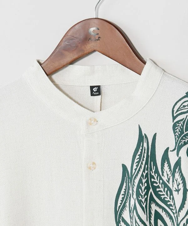 Chemise longue à col montant à motifs