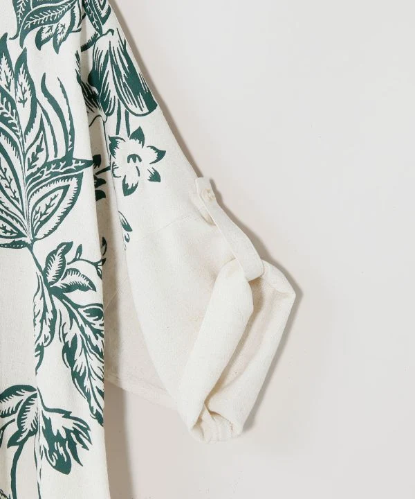 Chemise longue à col montant à motifs