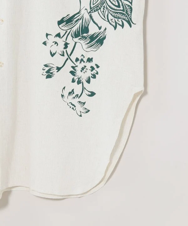 Chemise longue à col montant à motifs