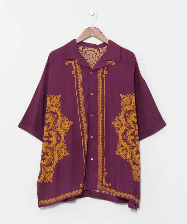 Chemise à col ouvert imprimée Barong