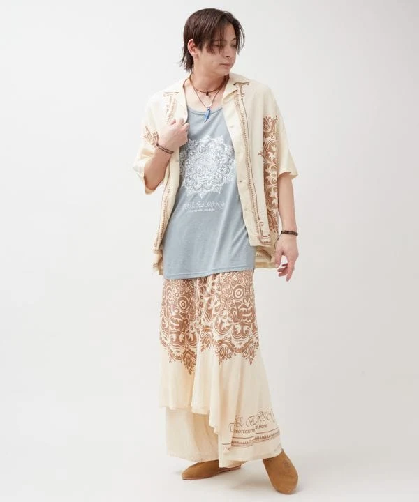 Chemise à col ouvert imprimée Barong