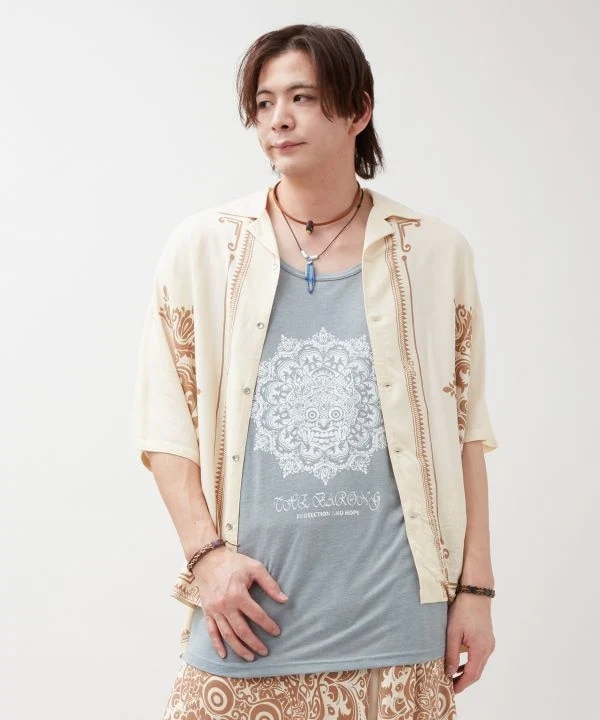 Chemise à col ouvert imprimée Barong
