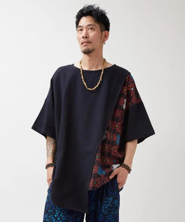 Haut à nouer sur le côté pour homme d'inspiration Hmong