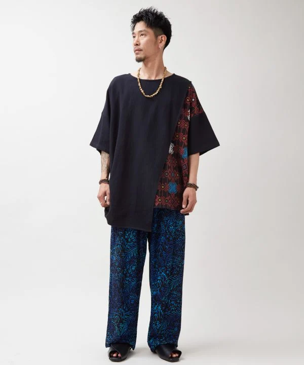 Haut à nouer sur le côté pour homme d'inspiration Hmong