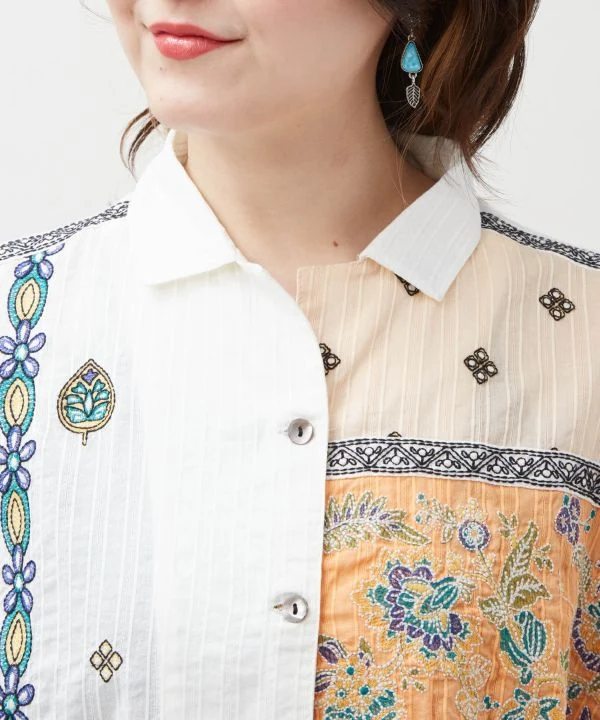 Chemise indienne Lehenga patchwork brodée