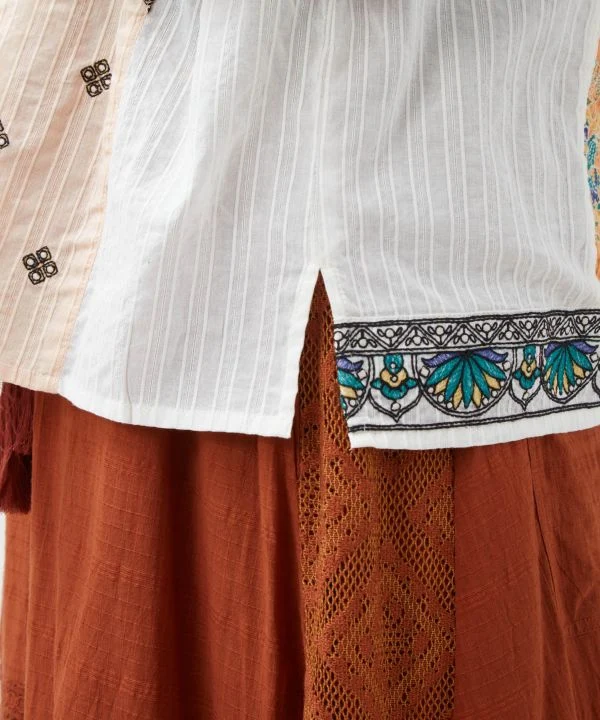 Chemise indienne Lehenga patchwork brodée