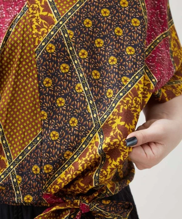 Haut léger à carreaux patchwork