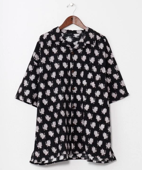 Chemise ouverte à imprimé tibétain pour homme
