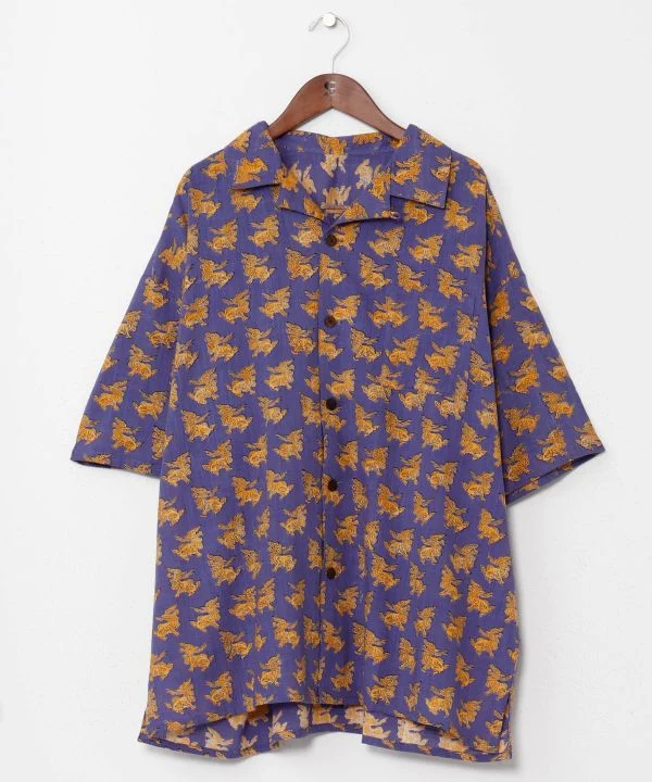 Chemise ouverte à imprimé tibétain pour homme