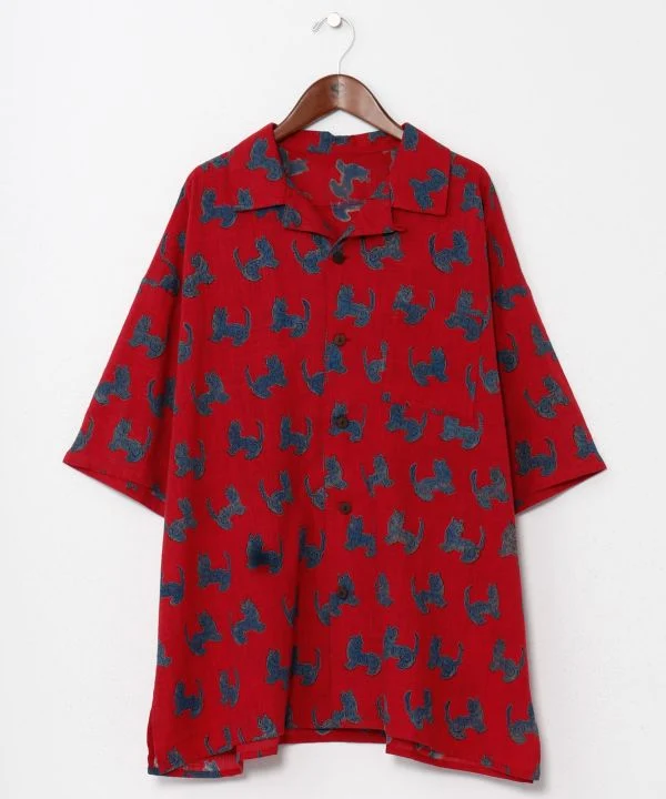 Chemise ouverte à imprimé tibétain pour homme