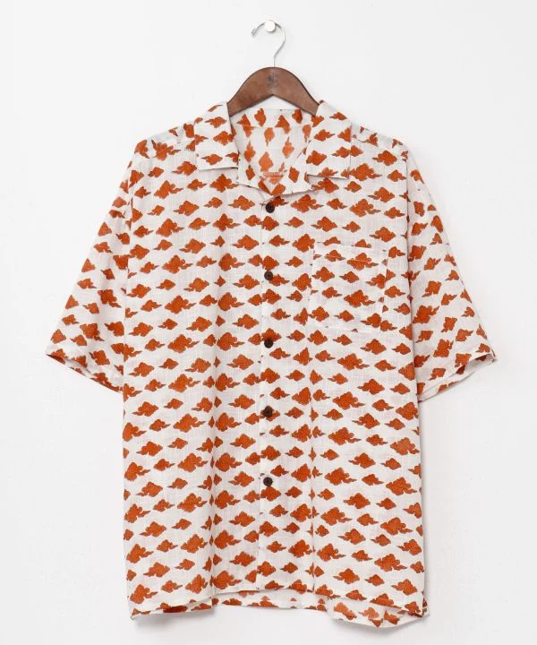 Chemise ouverte à imprimé tibétain pour homme