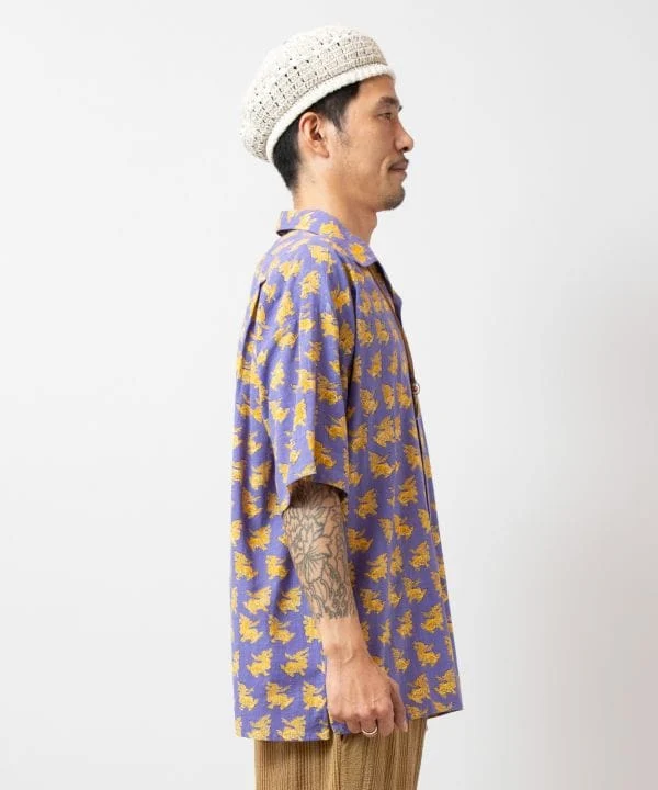 Chemise ouverte à imprimé tibétain pour homme
