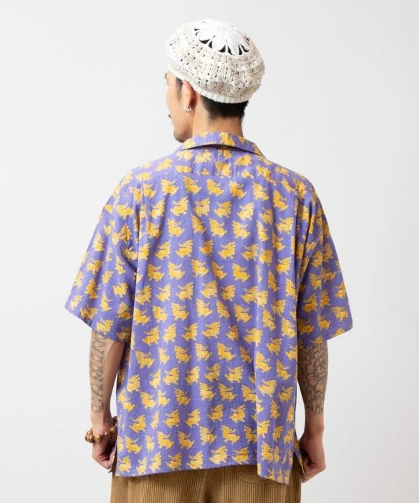 Chemise ouverte à imprimé tibétain pour homme