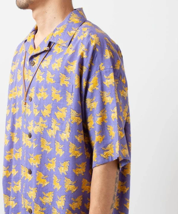 Chemise ouverte à imprimé tibétain pour homme