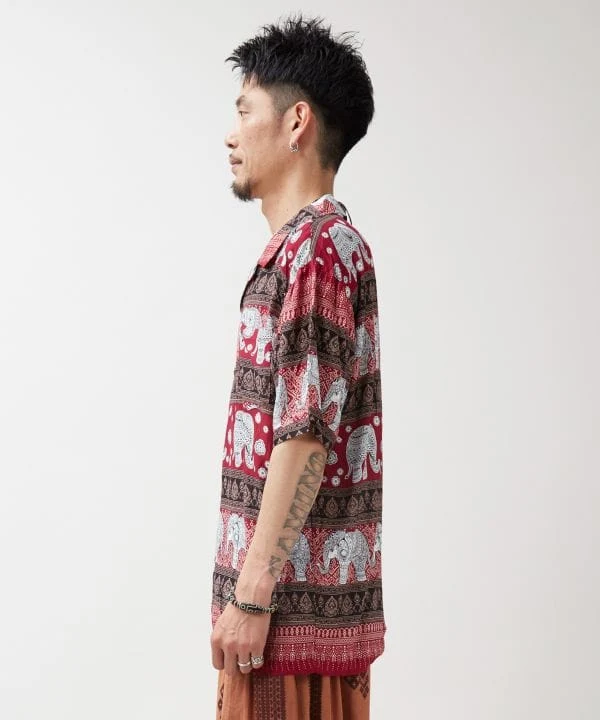 Chemise thaïlandaise en rayonne à motif éléphant