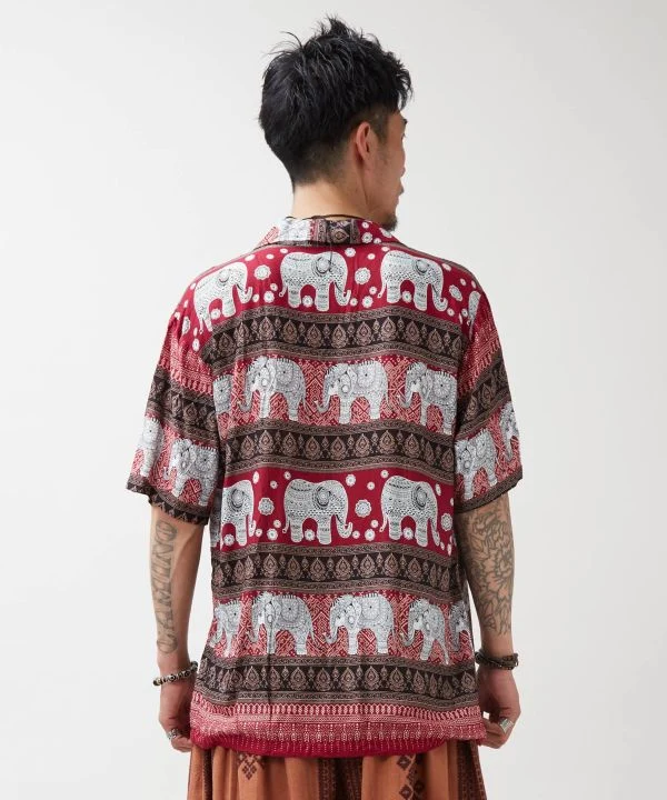 Chemise thaïlandaise en rayonne à motif éléphant