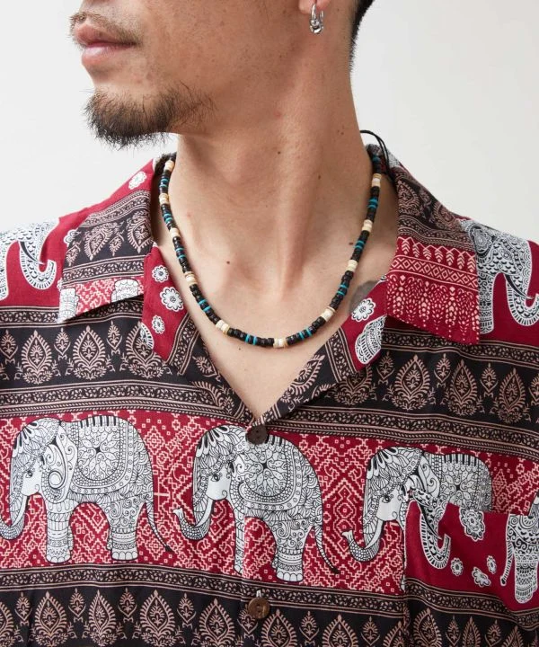 Chemise thaïlandaise en rayonne à motif éléphant