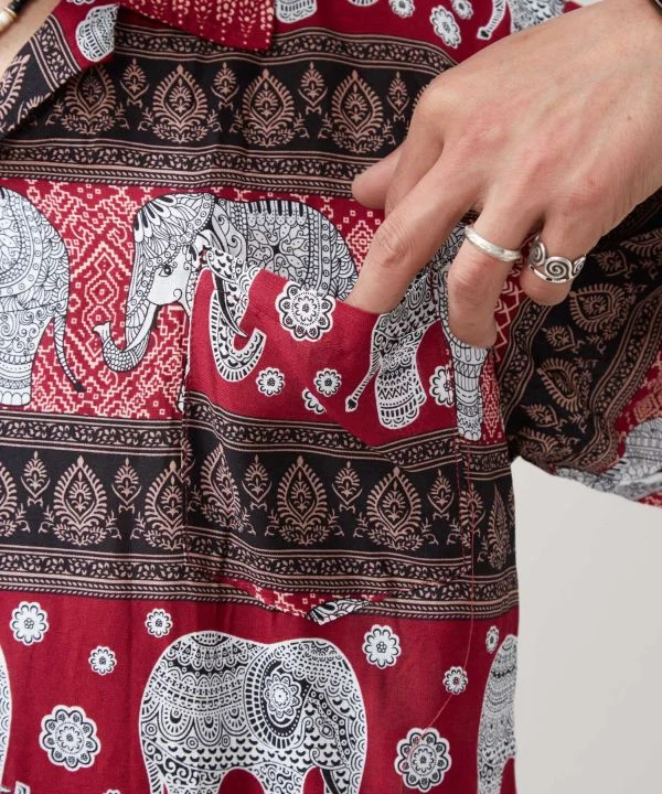 Chemise thaïlandaise en rayonne à motif éléphant