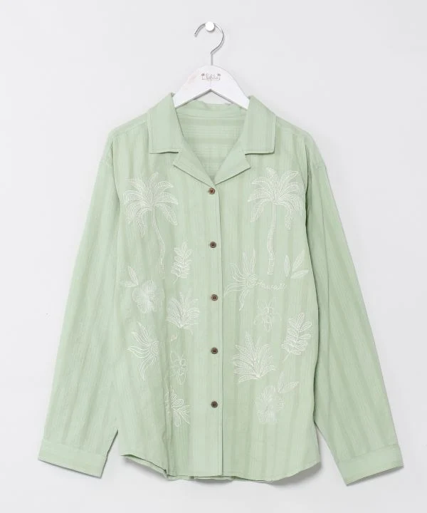 Chemise en seersucker brodée SURF & Palms