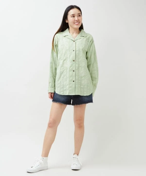 Chemise en seersucker brodée SURF & Palms