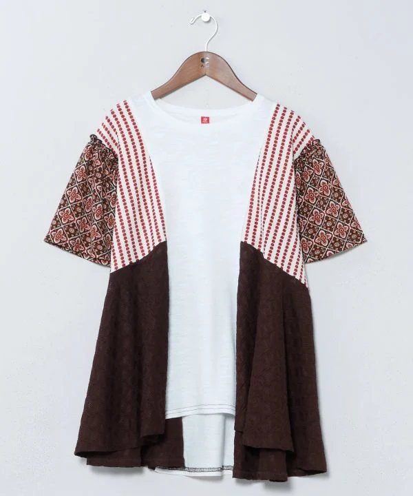 Haut ethnique patchwork oversize
