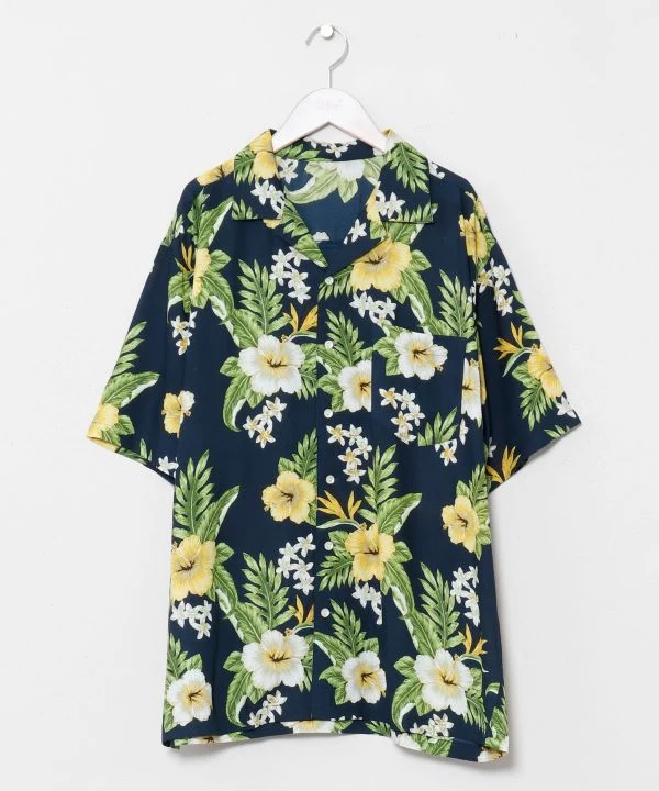 Chemise hawaïenne en rayonne à motifs botaniques