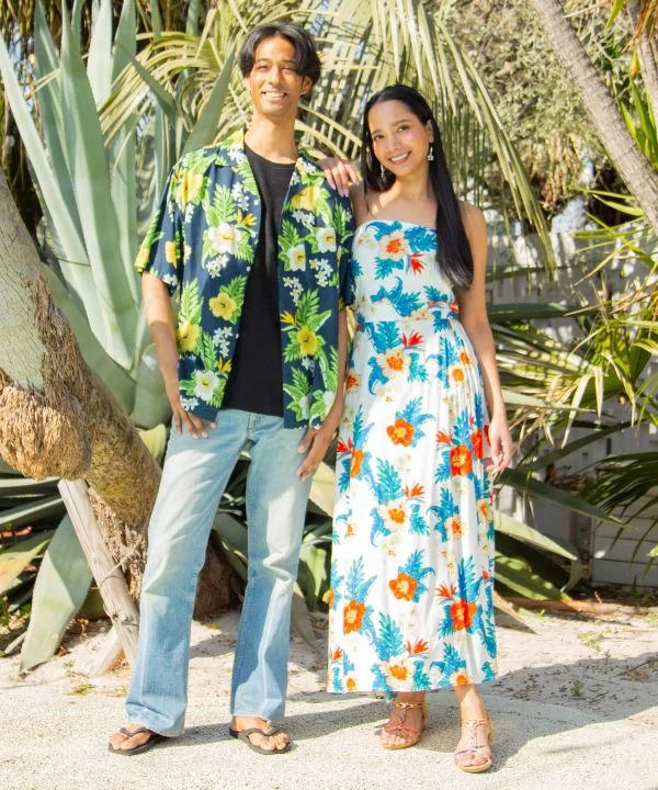 Chemise hawaïenne en rayonne à motifs botaniques
