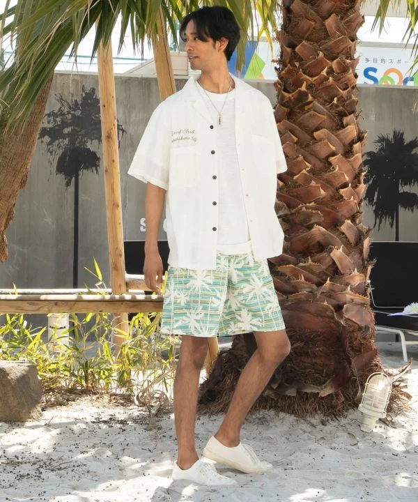 Chemise de travail brodée en seersucker SURF & Palms