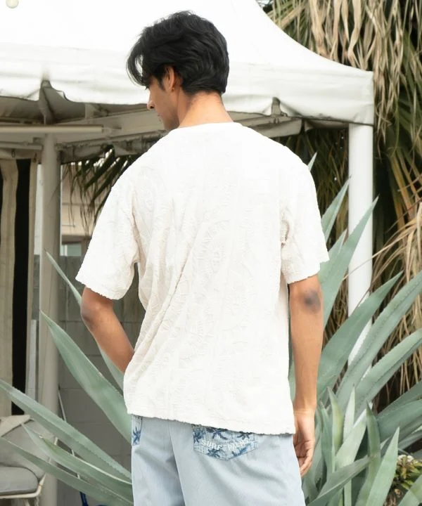 T-shirt décontracté à poils longs à motif surf et palmiers