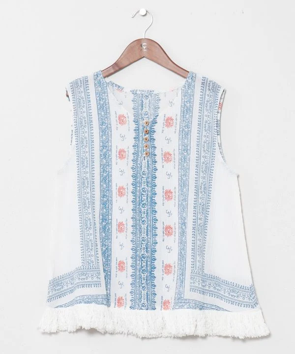 Débardeur en coton indien à franges
