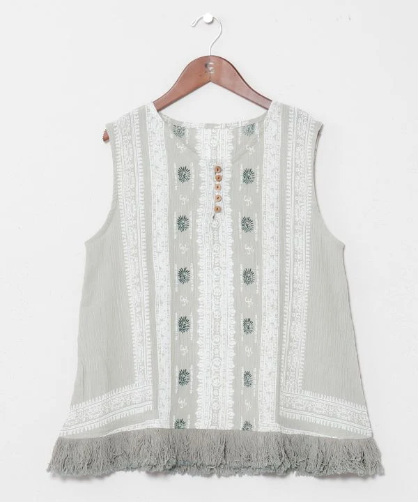 Débardeur en coton indien à franges