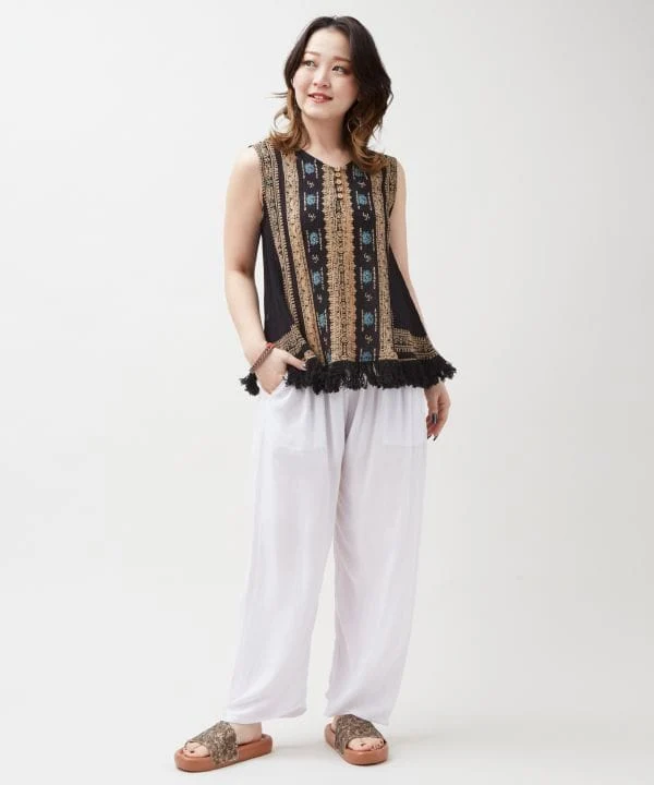 Débardeur en coton indien à franges