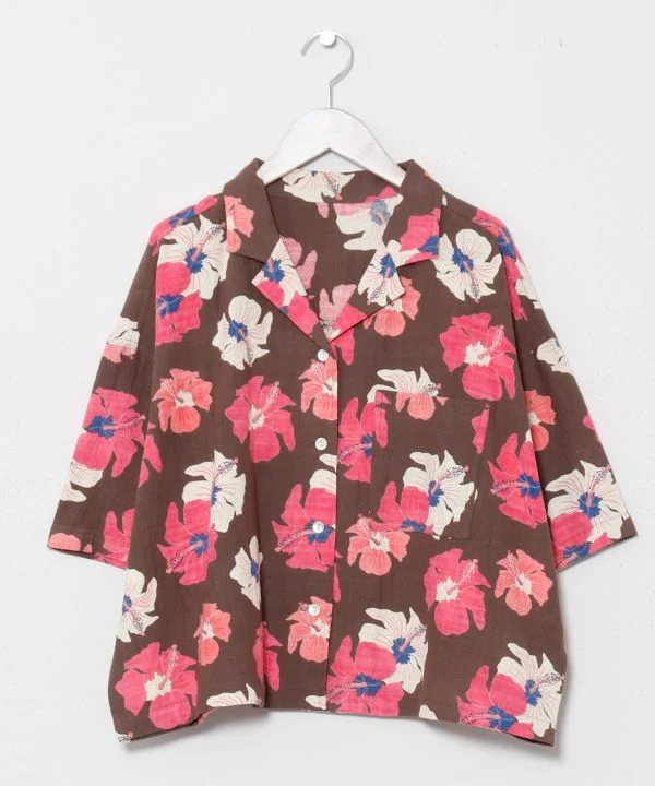 Chemise courte hawaïenne en flammure
