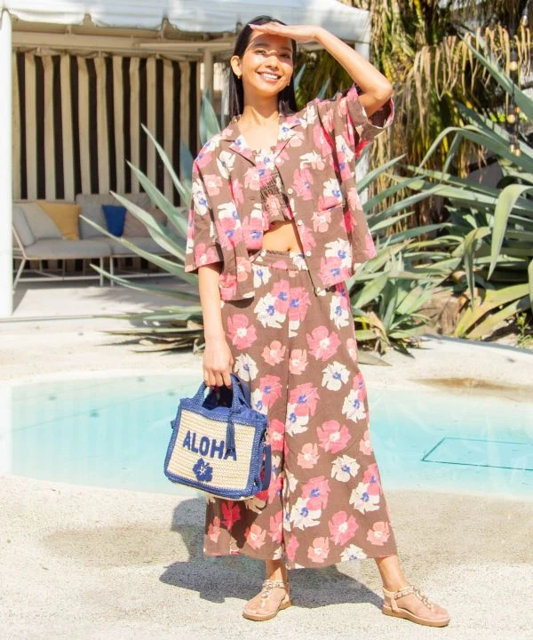 Chemise courte hawaïenne en flammure
