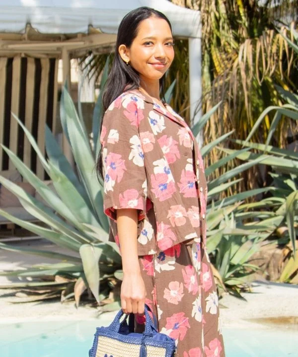 Chemise courte hawaïenne en flammure