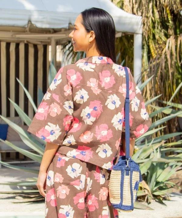 Chemise courte hawaïenne en flammure