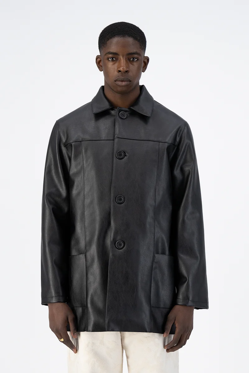 Veste en cuir Joe - Noir