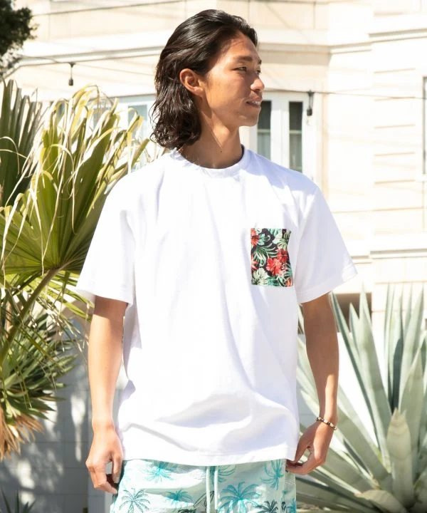 T-shirt hawaïen à poche pour homme