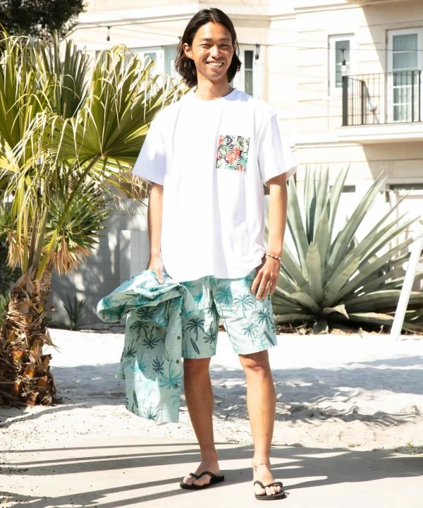 T-shirt hawaïen à poche pour homme