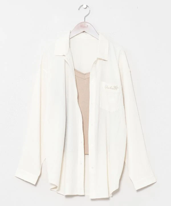 Ensemble chemise brodée en seersucker