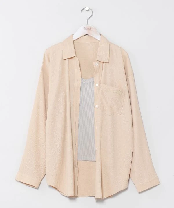Ensemble chemise brodée en seersucker