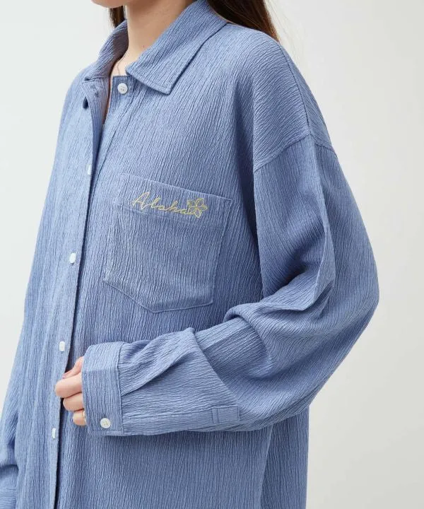 Ensemble chemise brodée en seersucker