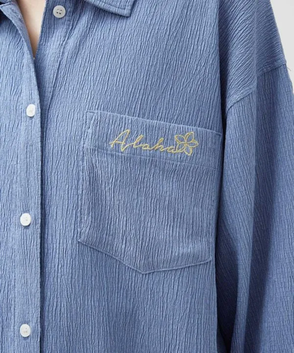Ensemble chemise brodée en seersucker