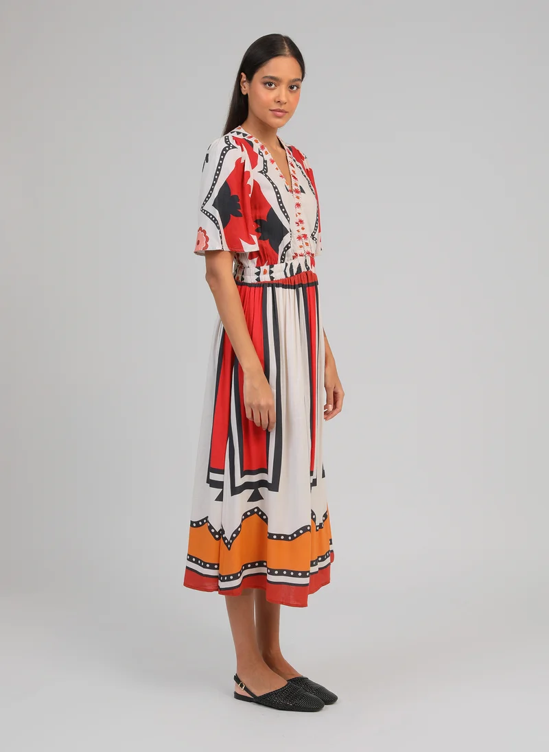 ROBE MIDI ODEMARIA sage ecru