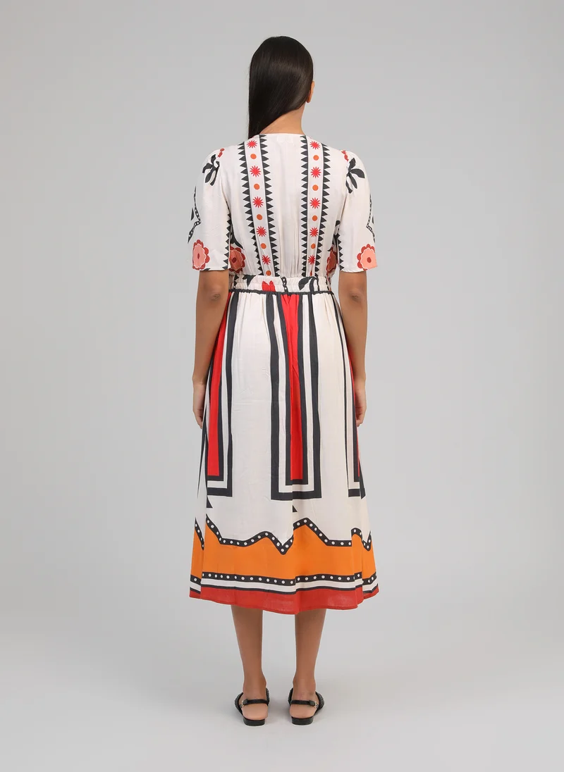 ROBE MIDI ODEMARIA sage ecru