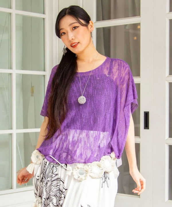 Haut poncho transparent en fil Nep