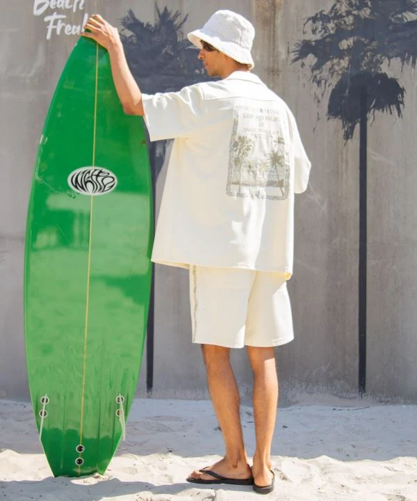 Chemise homme brodée Surf & Palms Waffle