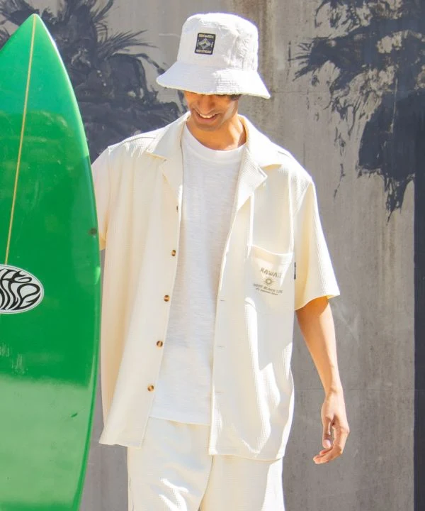 Chemise homme brodée Surf & Palms Waffle