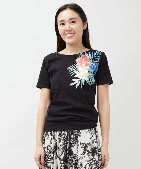 T-shirt en coton à paillettes botaniques